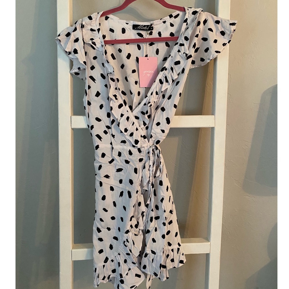 Black spot wrap dress